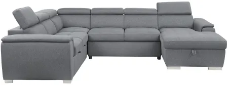 Solomon 4-pc. Sectional with Pull-Out Bed in Gray by Homelegance