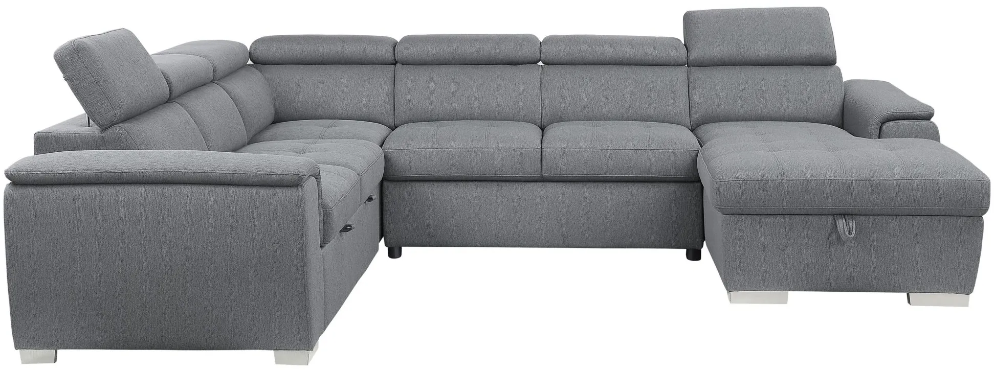 Solomon 4-pc Sectional With Pull-Out Bed in Gray by Homelegance