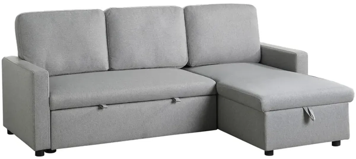 Dunleith 2-pc. Reversible Sectional With Pull-Out Bed And Storage in Light Gray by Homelegance