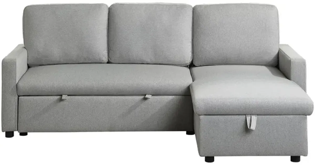 Dunleith 2-pc. Reversible Sectional With Pull-Out Bed And Storage in Light Gray by Homelegance