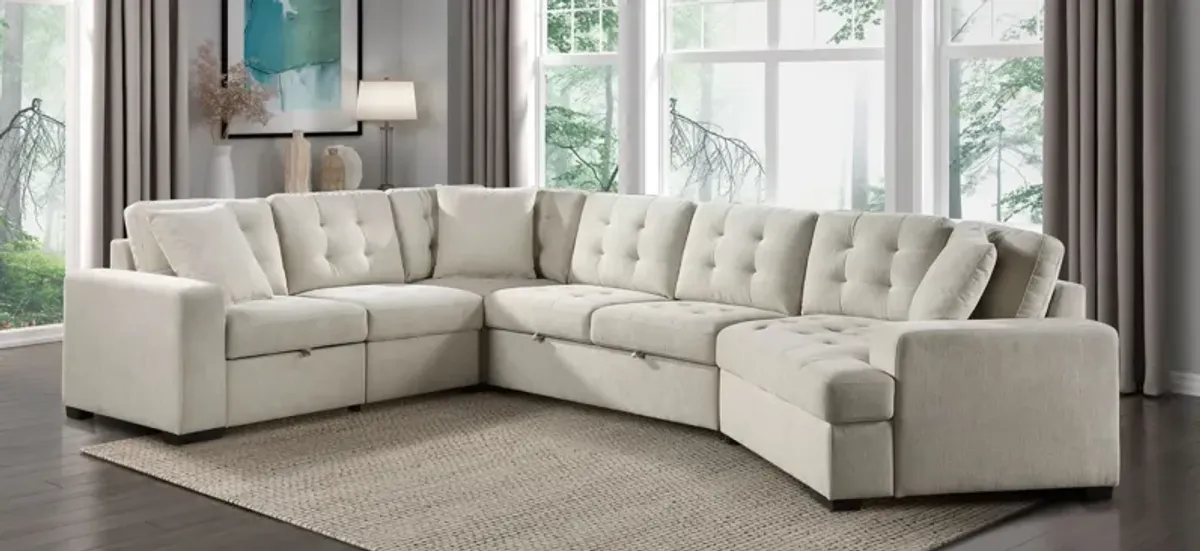 Aragon 4-pc. Sectional Sofa w/ Sleeper in Beige by Homelegance