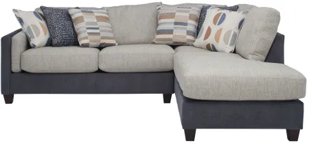 Loxley 2-pc. Sofa Chaise in Herzel Denim;Loxley Coconut by Fusion Furniture