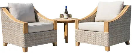 Sea Drift Outdoor 3-pc. Wicker and Teak Seating Set with Sunbrella Cushions in Natural by Outdoor Interiors