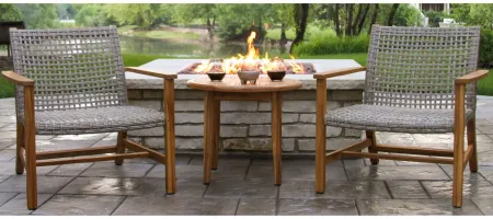Park Lake 3-pc. Wicker and Teak Outdoor Lounge Set in Natural/Black/White by Outdoor Interiors