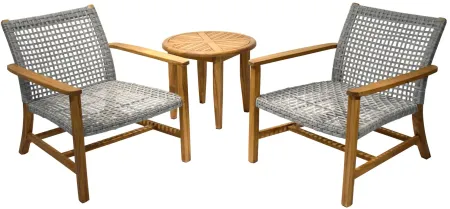 Park Lake 3-pc. Wicker and Teak Outdoor Lounge Set in Natural/Black/White by Outdoor Interiors