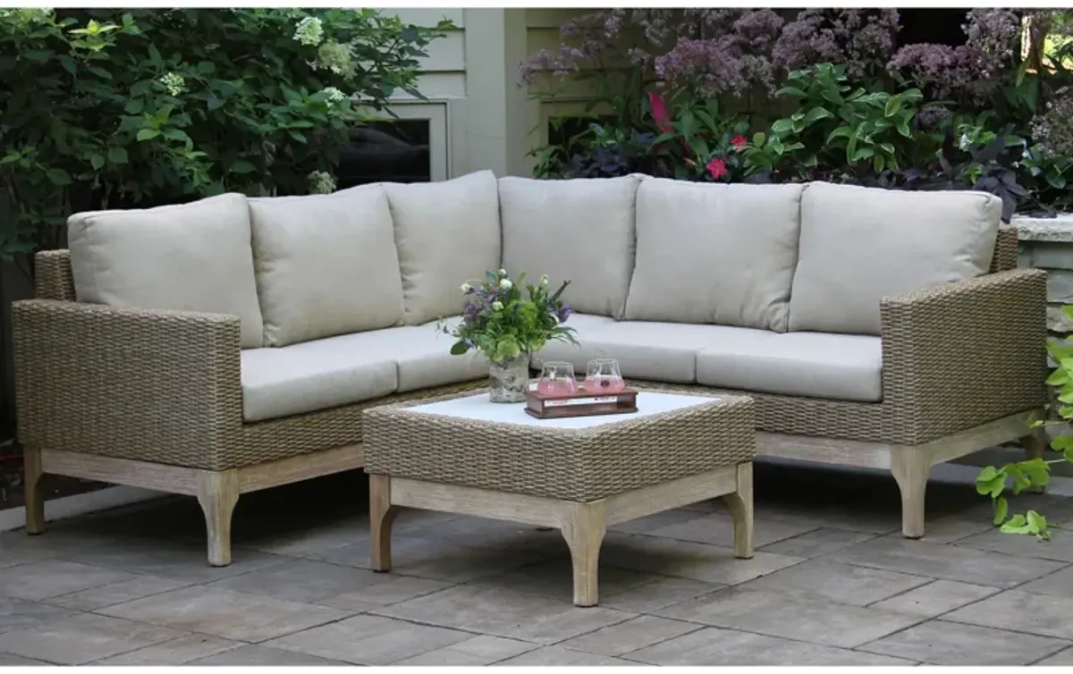 Sea Drift Eucalyptus 2-pc. Outdoor Sectional with Coffee Table in Gray Wash by Outdoor Interiors