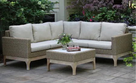 Sea Drift Eucalyptus 2-pc. Outdoor Sectional with Coffee Table in Gray Wash by Outdoor Interiors