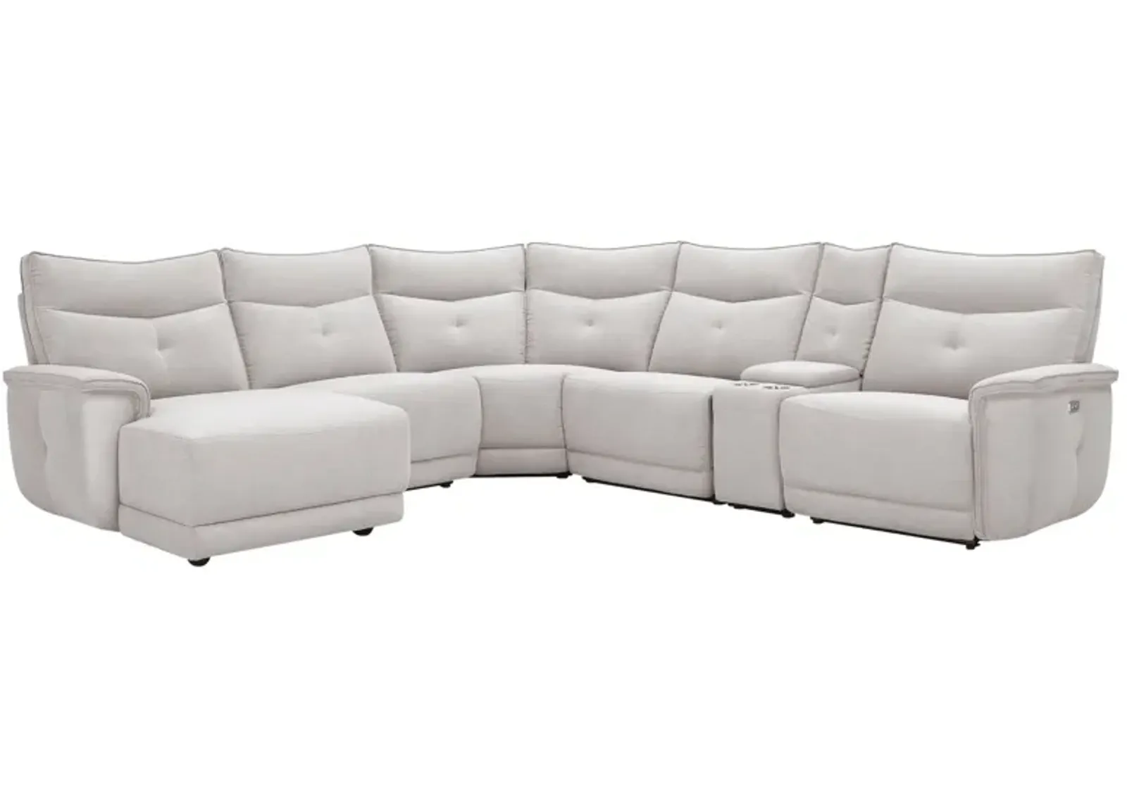 Graceland 6-pc. Sectional Sofa w/Power Headrests in Mist Gray by Bellanest