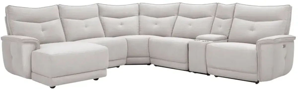 Graceland 6-pc. Sectional Sofa w/Power Headrests in Mist Gray by Bellanest