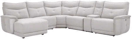 Graceland 6-pc. Sectional Sofa w/Power Headrest in Mist Gray by Bellanest