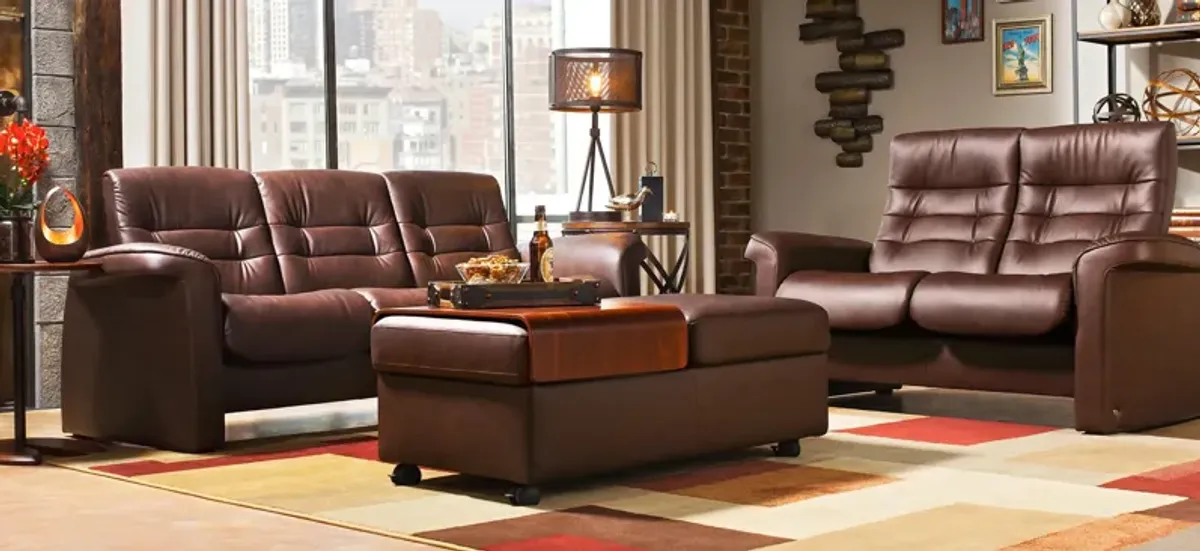 Stressless Sapphire Leather Reclining Low-Back Sofa