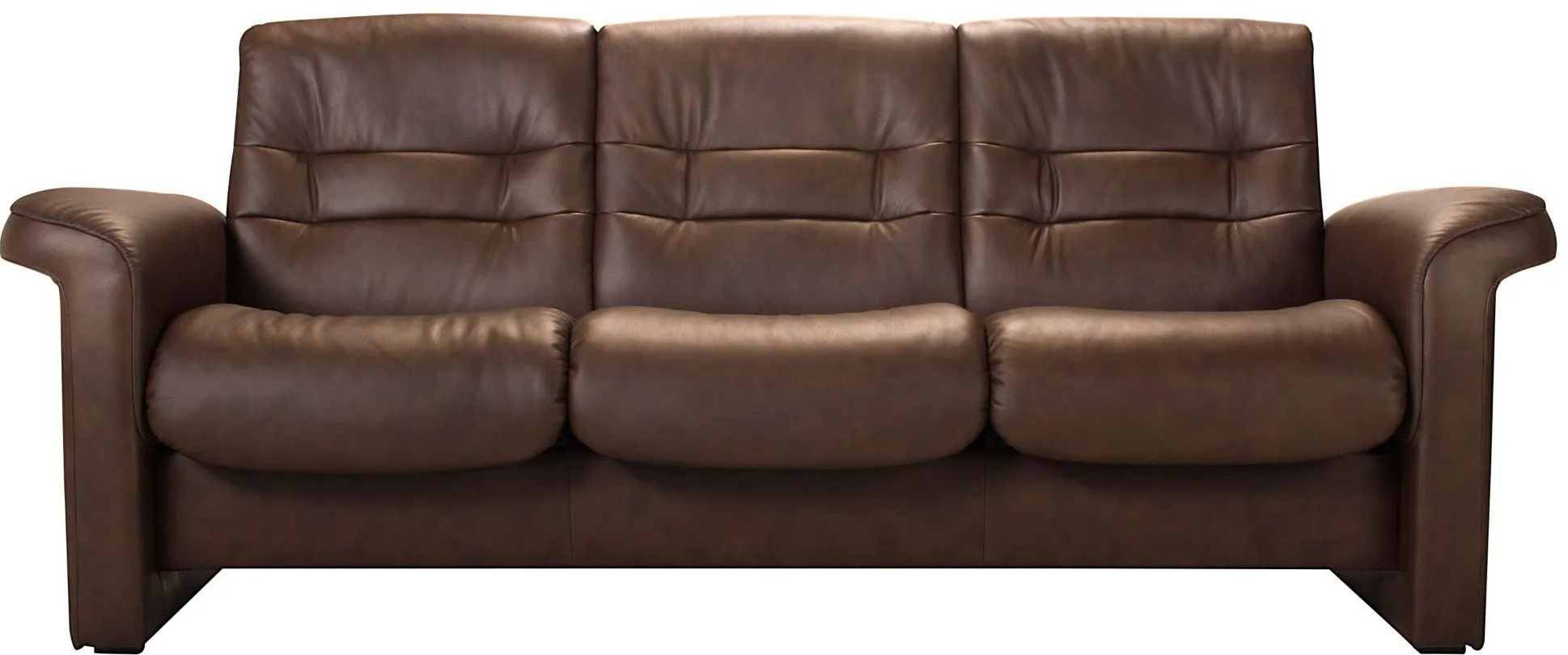 Stressless Sapphire Leather Reclining Low-Back Sofa in Chocolate by Stressless