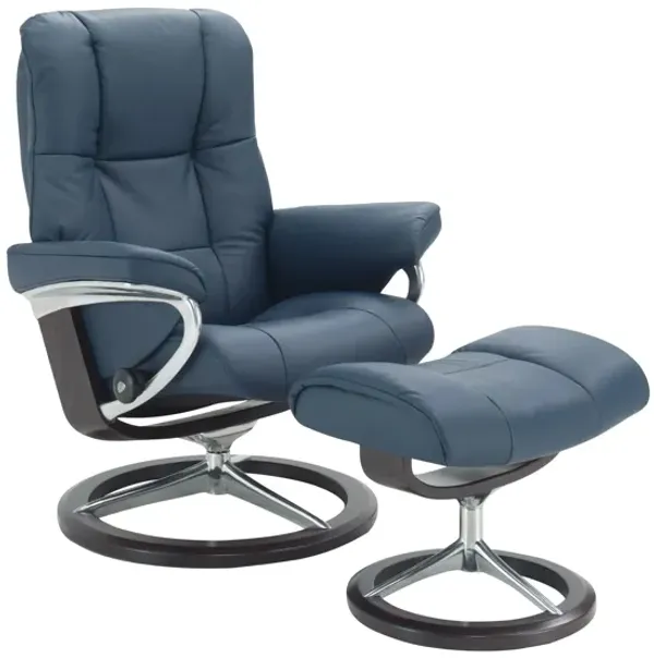 Stressless Mayfair Medium Leather Reclining Chair and Ottoman
