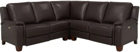Ramiro Leather 3-pc. Power Sectional in Brown by Bellanest