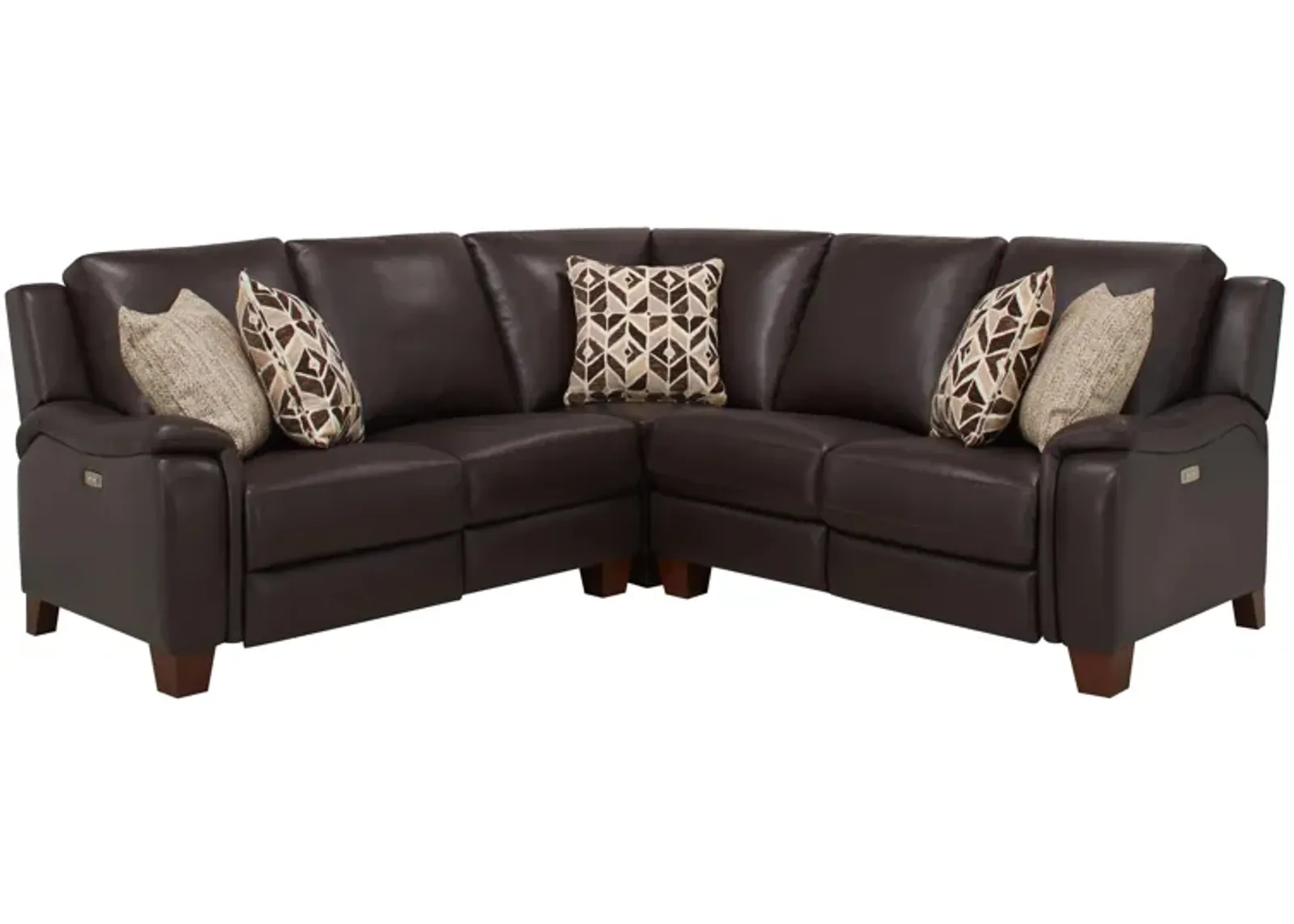 Ramiro Leather 3-pc. Power Sectional in Brown by Bellanest