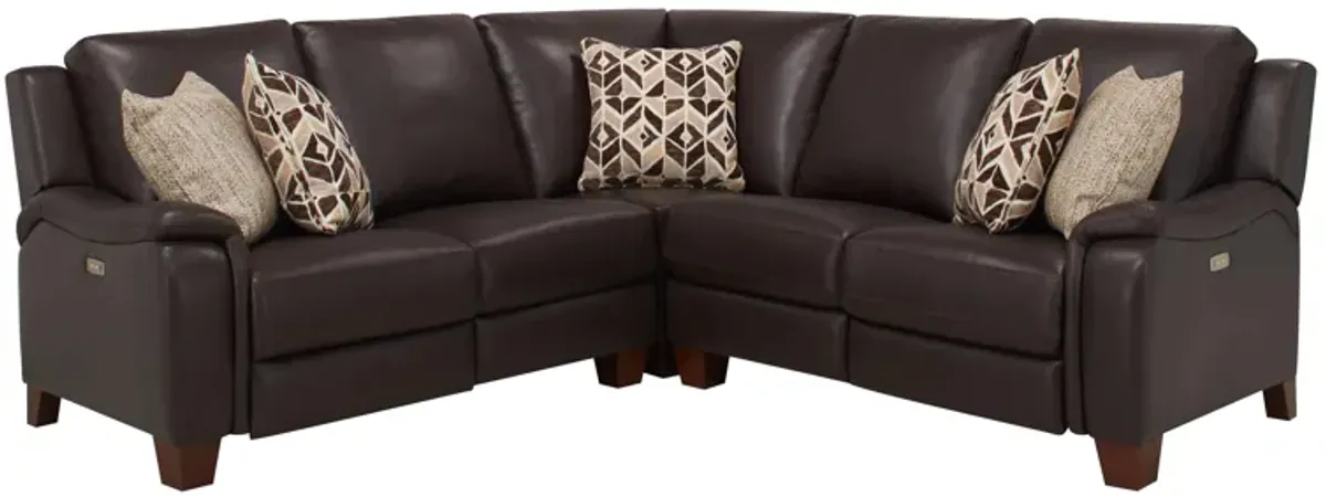 Ramiro Leather 3-pc. Power Sectional in Brown by Bellanest