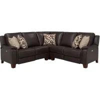 Ramiro Leather 3-pc. Power Sectional in Brown by Bellanest