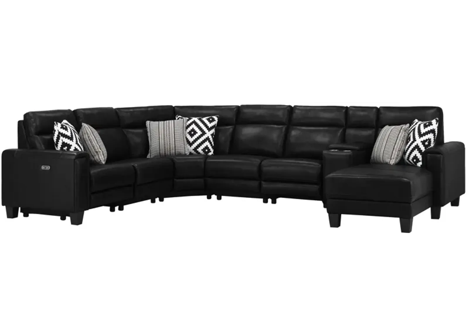 Ace 7-pc. Power Sectional in Black by Bellanest