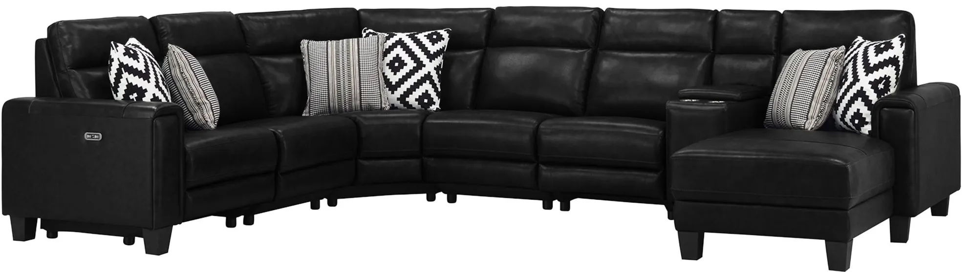 Ace 7-pc. Power Sectional in Black by Bellanest