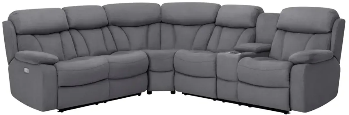 Connell 3-pc. Power-Reclining Sectional Sofa w/ Heat and Massage in Graphite by Bellanest