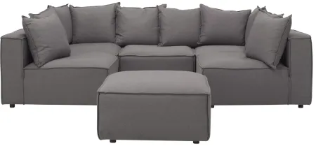 Loris Chenille 5-pc. Pit Sectional with Cocktail Ottoman in Gray by Aria Designs
