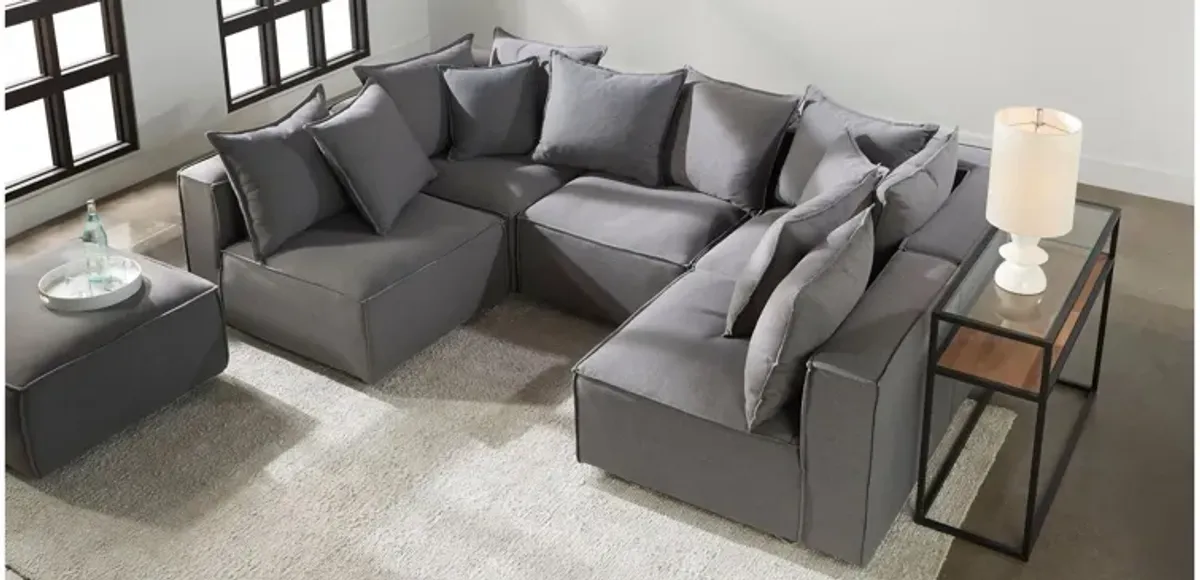 Loris Chenille 5-pc. Pit Sectional with Cocktail Ottoman