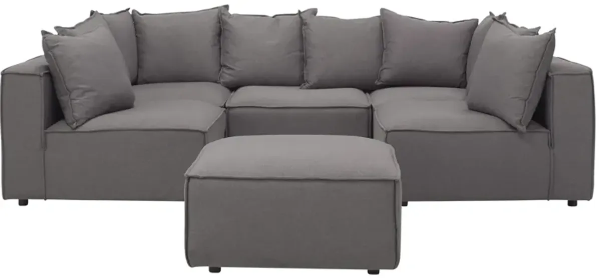 Loris Chenille 5-pc. Pit Sectional with Cocktail Ottoman