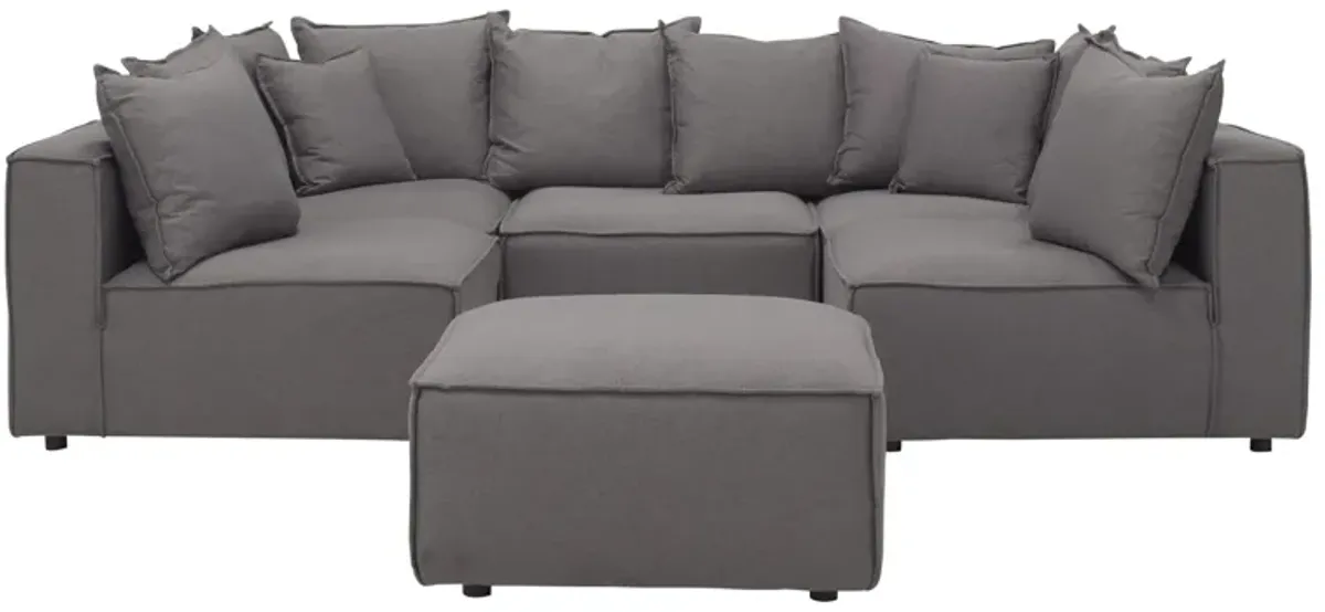 Loris Chenille 5-pc. Pit Sectional with Cocktail Ottoman