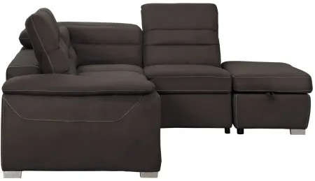 Elena 3pc. Sectional Sleeper in Chocolate by Homelegance