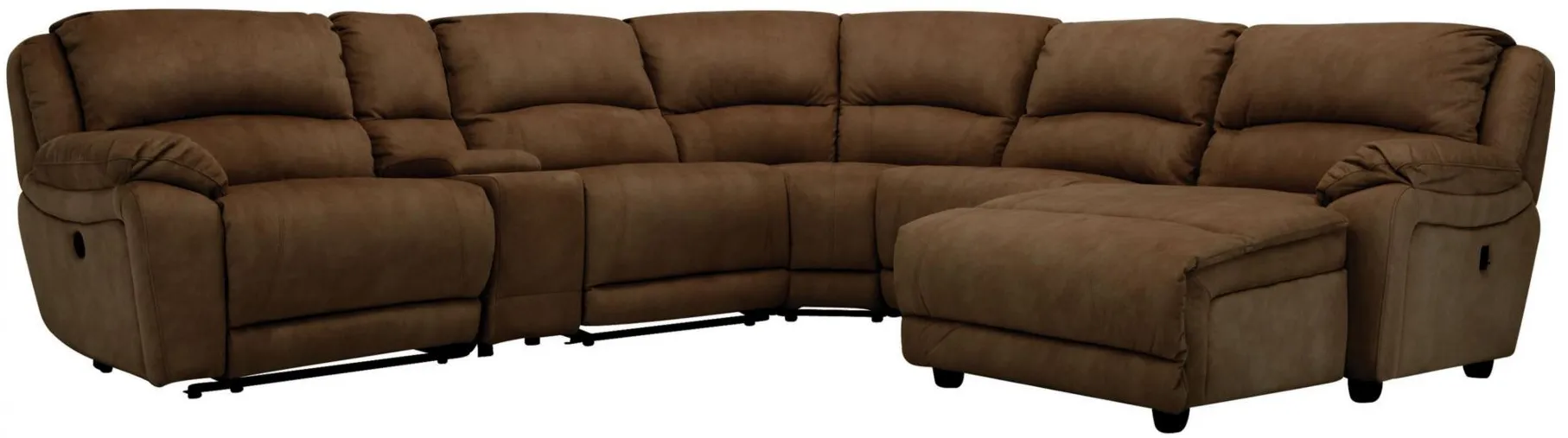 Mackenzie 6pc. Microfiber Power Reclining Sectional Sofa in Dark Chocolate by Bellanest
