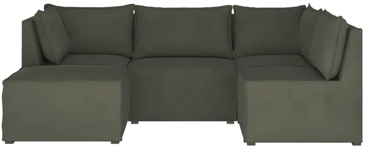 Stacy III 5-pc. Sectional Sofa in Velvet Pewter by Skyline