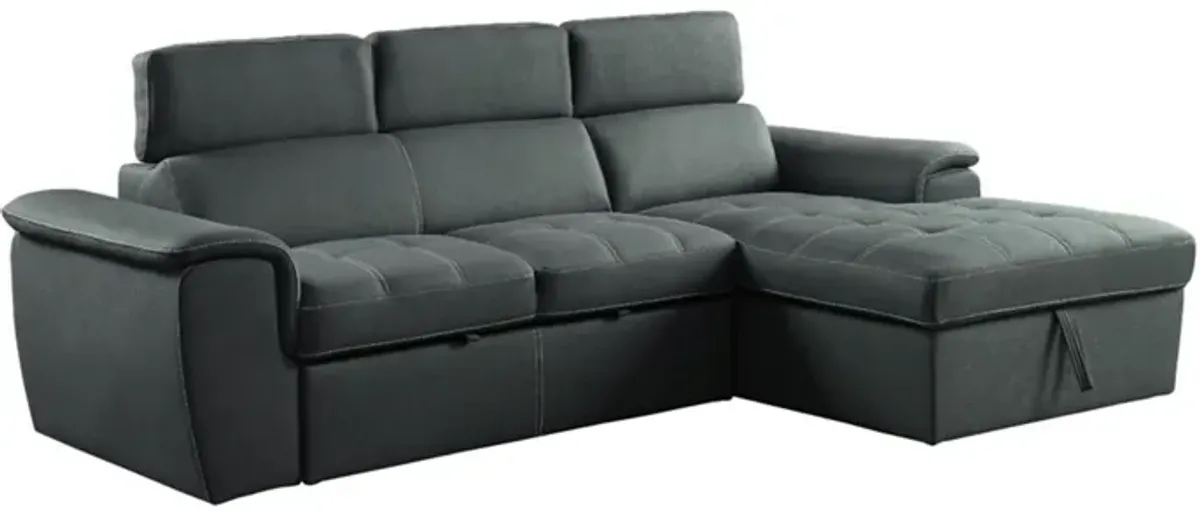 Elenor 2-pc. Sectional Sofa w/ Sleeper in Gray by Homelegance