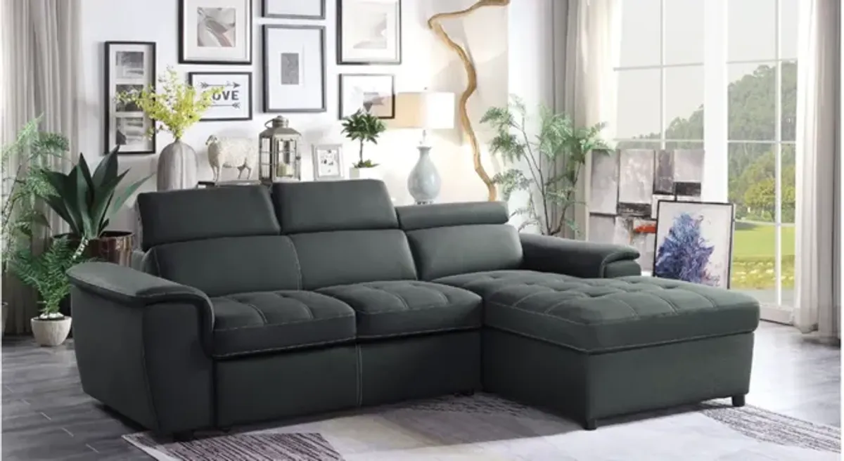 Elenor 2-pc. Sectional Sofa w/ Sleeper in Gray by Homelegance