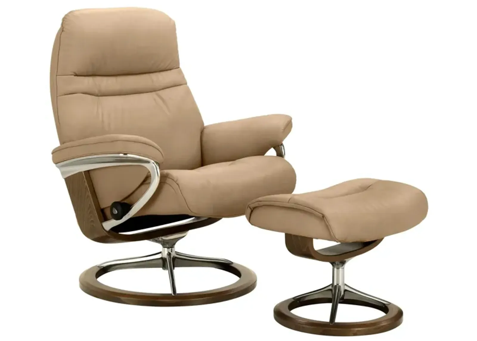 Stressless Sunrise Large Leather Chair and Ottoman in Sand by Stressless