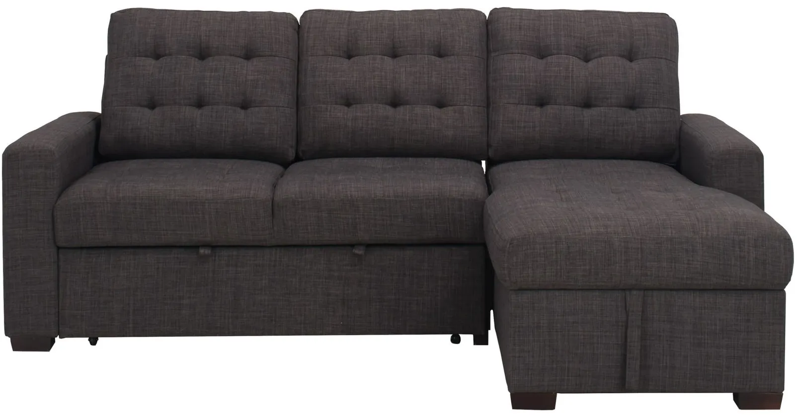 Brynn 2-pc.. Sofa Chaise w/ Pop Up Sleeper and Storage in Dark Gray by Bellanest
