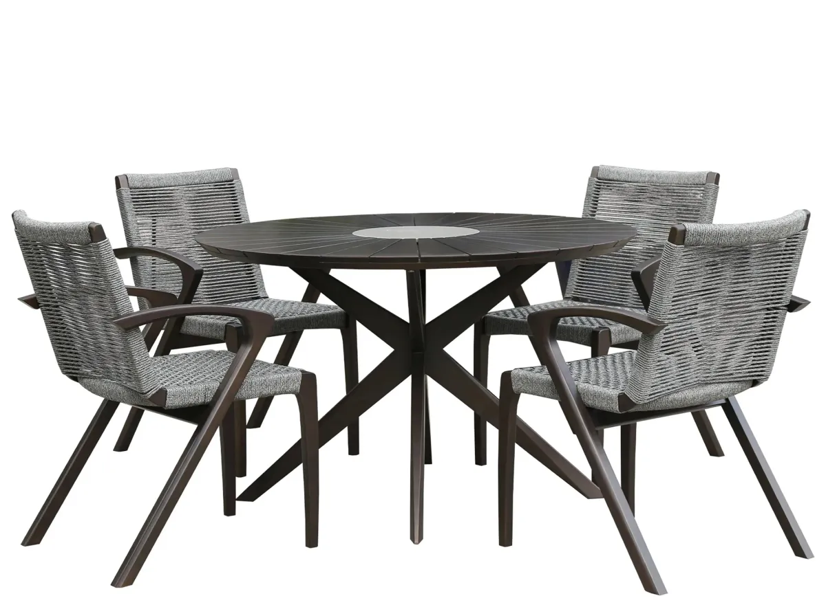 Oasis 5-pc. Outdoor Dining Set in Natural / Beige by Armen Living