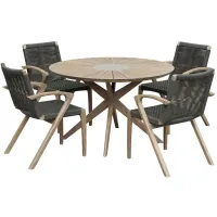Oasis 5-pc. Outdoor Dining Set in Gray Wash / Light Blue / White by Armen Living