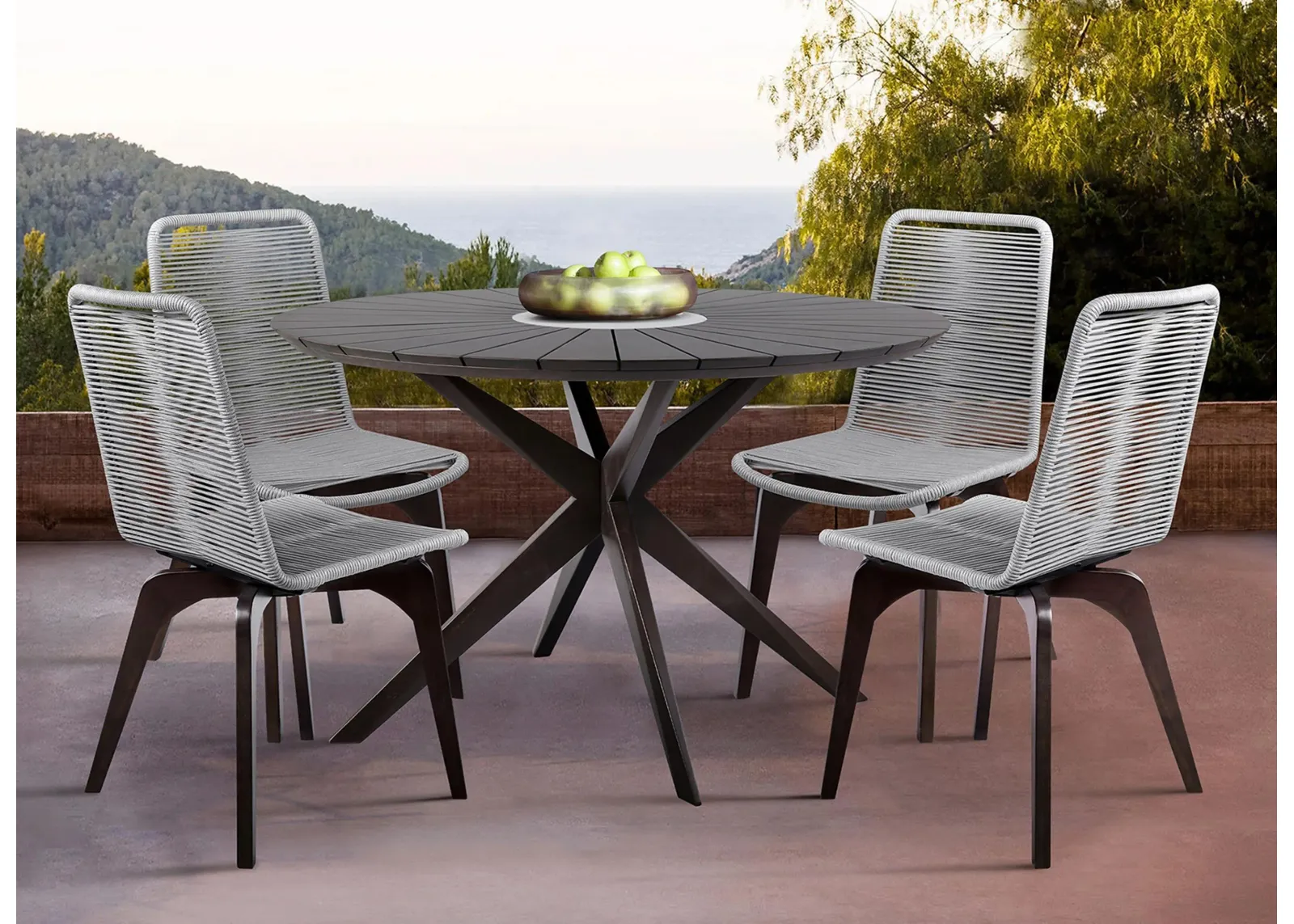 Oasis 5-pc. Outdoor Dining Set in Gray / Beige by Armen Living