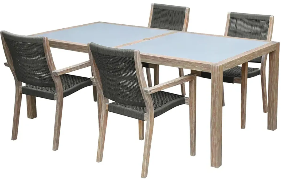 Branwen 5-pc. Outdoor Dining Set in Natural / Black / White by Armen Living