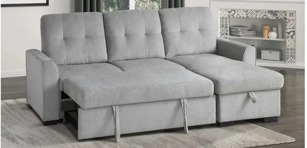 Ember 2-pc. Reversible Sectional w/ Sleeper in Light Gray by Homelegance