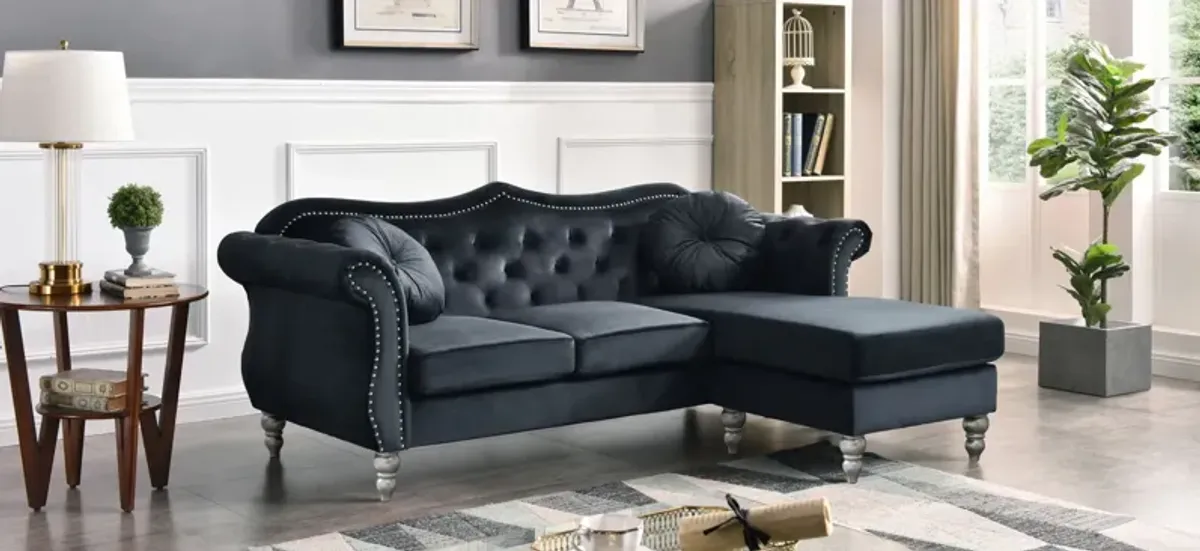 Hollywood Sectional Sofa in Black by Glory Furniture