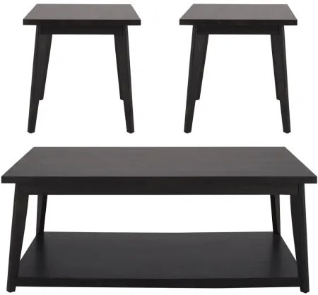 Troika 3PK Occasional Tables w/ Casters in Black by Elements International Group