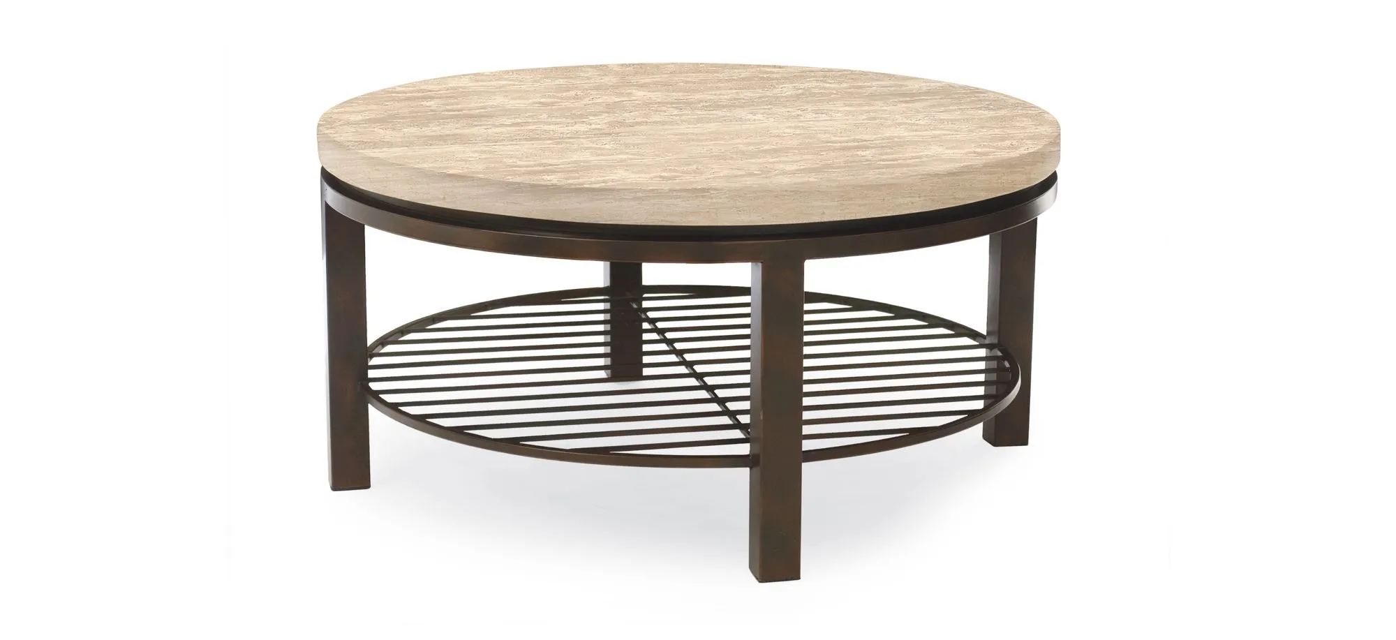 Tempo Round Coffee Table in Stone by Bernhardt