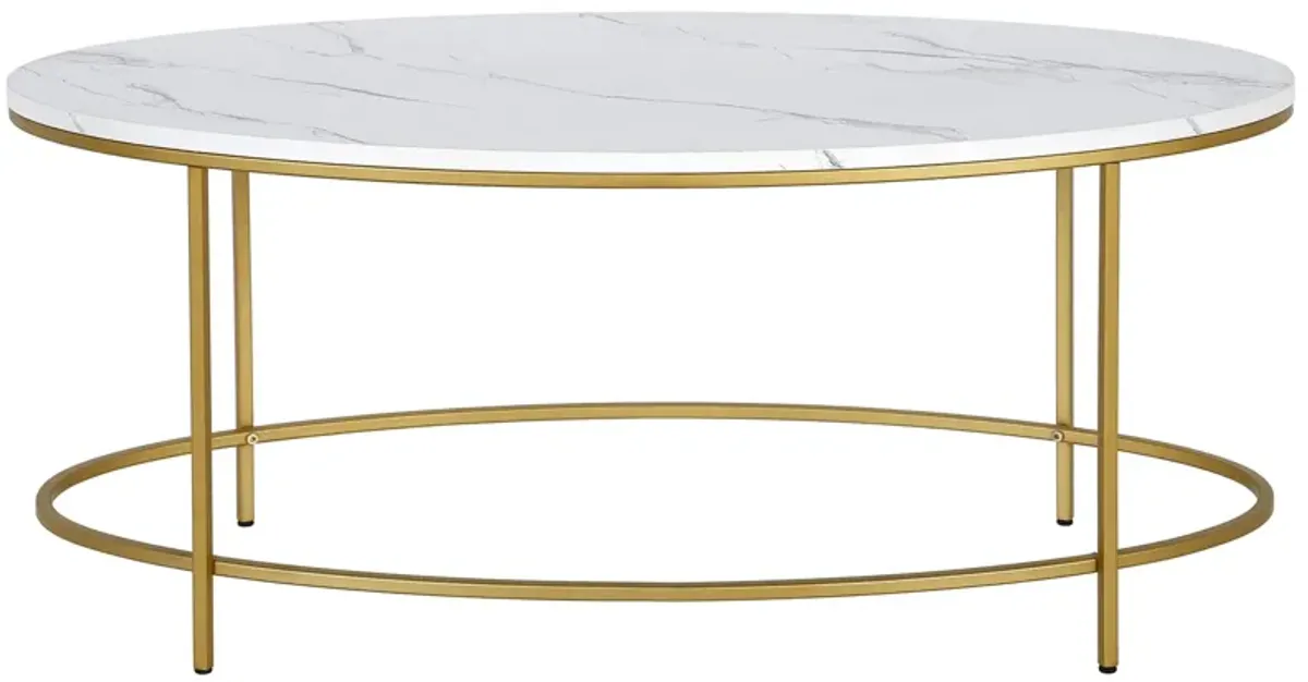 Lucy Faux Marble Coffee Table in Brass/Faux Marble by Hudson & Canal