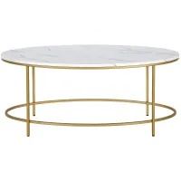 Lucy Faux Marble Coffee Table in Brass/Faux Marble by Hudson & Canal