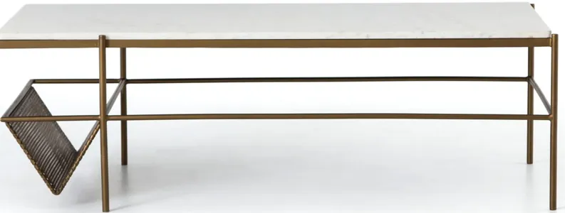 Lennie Rectangular Coffee Table in Iron Matte Brass by Four Hands