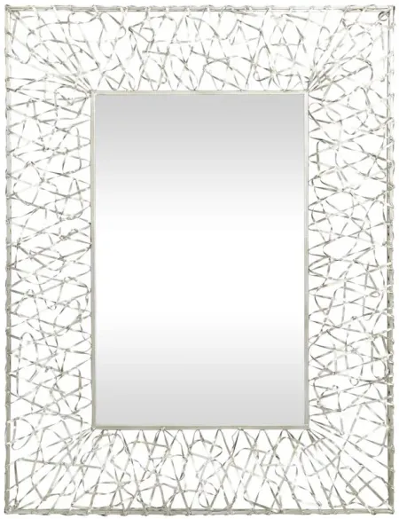 Ivy Collection Silver Metal Industrial Wall Mirror in Silver by UMA Enterprises
