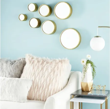 Ivy Collection Gold Metal Glam Wall Mirror Set of 7 in Gold by UMA Enterprises