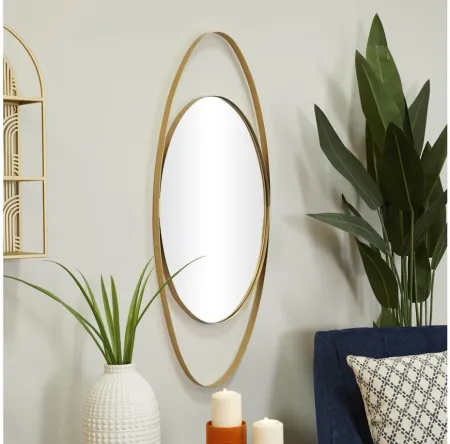Ivy Collection Gold Metal Contemporary Wall Mirror in Gold by UMA Enterprises