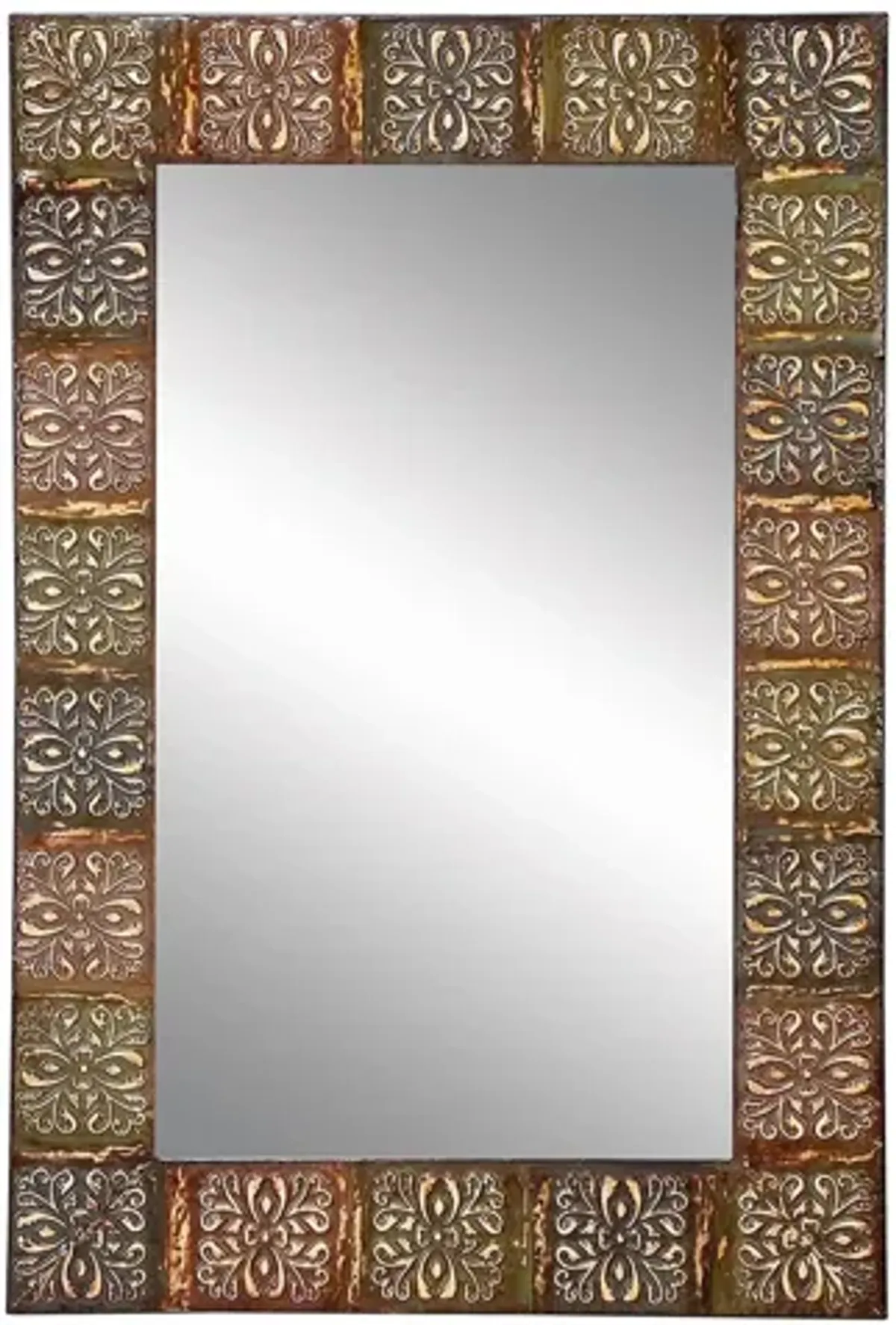 Ivy Collection Multi Colored Metal Wall Mirror in Multi Colored by UMA Enterprises